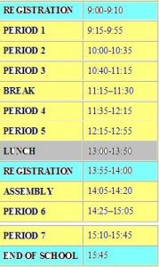 School Schedule